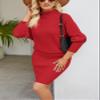 chouyatou Womens Fall Bodycon Midi Sweater Dress Sexy Elegant Pullover Turtleneck Sweater Dress (Small, Red) view 3