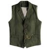 AeoTeokey Men's Tweed Suit Vest Western Herringbone Wool Casual Waistcoat for Groomsman (Army Green,Medium) view 1
