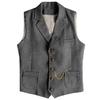 AeoTeokey Men's Tweed Suit Vest Western Herringbone Wool Casual Waistcoat for Groomsman (Grey,Small) view 1