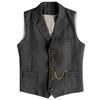 AeoTeokey Men's Tweed Suit Vest Western Herringbone Wool Casual Waistcoat for Groomsman (Black,X-Small) view 1
