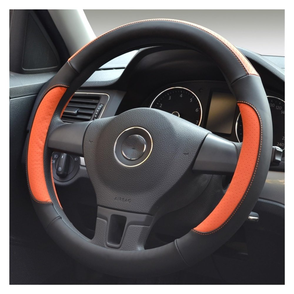 FUERU Car Steering Wheel Cover Set Car Steering Wheel Cover Breathable Sweat-Absorbing Leather Simple Car Interior Accessories (Color : 3#)