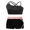 Hansber Kids Girls Crop Top with Booty Shorts Set 2 Piece Dance Sport Outfits Gymnastics Leotard Dancewear Swimwear Pink#b 12 Years view 2