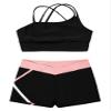 Hansber Kids Girls Crop Top with Booty Shorts Set 2 Piece Dance Sport Outfits Gymnastics Leotard Dancewear Swimwear Pink#b 12 Years view 3