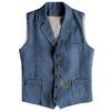 AeoTeokey Men's Tweed Suit Vest Western Herringbone Wool Casual Waistcoat for Groomsman (Light Blue,3X-Large) view 1