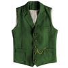 AeoTeokey Men's Tweed Suit Vest Western Herringbone Wool Casual Waistcoat for Groomsman (Green,XX-Large) view 1