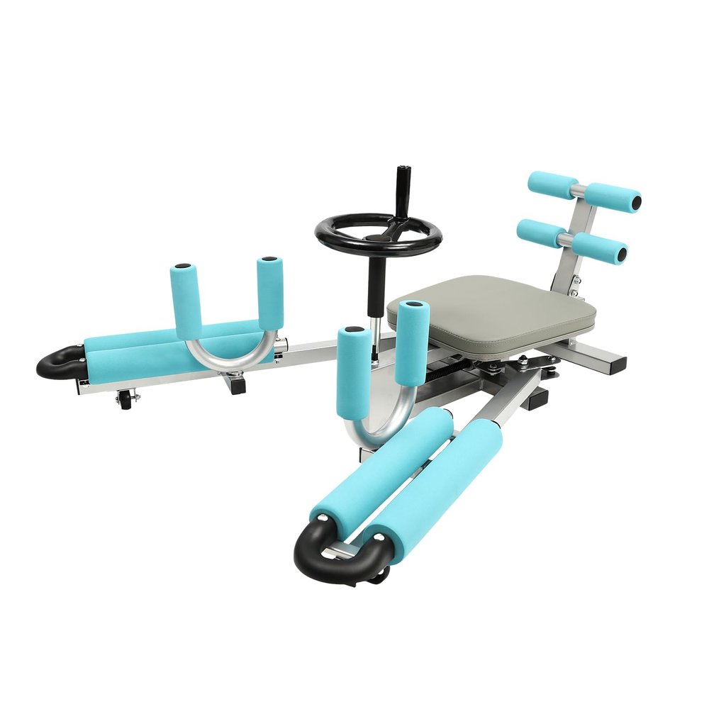 YUNLAIGOTOP Leg Stretcher, 330lbs Leg Training Machine, 180 Degrees pro Leg Stretcher Machine with U-Shaped Protective Baffle, Leg Stretcher Machine for Dancers, Yoga, Martial Arts, Fitness(Cyan)
