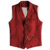 AeoTeokey Men's Tweed Suit Vest Western Herringbone Wool Casual Waistcoat for Groomsman (Red,Medium) view 1