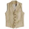 AeoTeokey Men's Tweed Suit Vest Western Herringbone Wool Casual Waistcoat for Groomsman (Champagne,X-Large) view 1