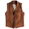 AeoTeokey Men's Tweed Suit Vest Western Herringbone Wool Casual Waistcoat for Groomsman (Orange,3X-Large) view 1