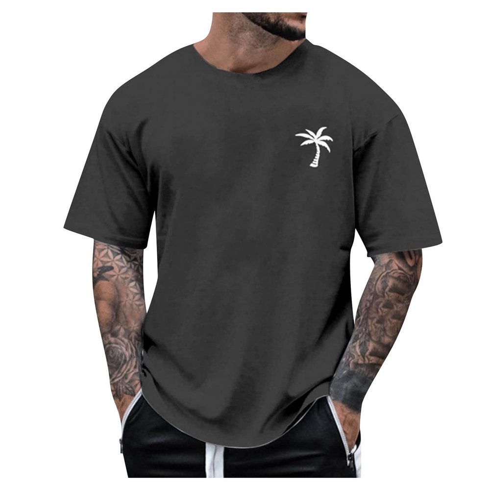 Men's T Shirts Graphic Designer Funny Workout Shirts Round Neck Short Sleeve Loose Summer Tops Fashion with Creative Letters Retro Print Clothing Oversized T Shirts for Men 4-Dark Gray XL
