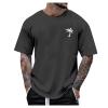 Men's T Shirts Graphic Designer Funny Workout Shirts Round Neck Short Sleeve Loose Summer Tops Fashion with Creative Letters Retro Print Clothing Oversized T Shirts for Men 4-Dark Gray XL view 1