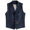 AeoTeokey Men's Tweed Suit Vest Western Herringbone Wool Casual Waistcoat for Groomsman (Navy,3X-Large) view 1