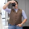 AeoTeokey Men's Tweed Suit Vest Western Herringbone Wool Casual Waistcoat for Groomsman (Navy,3X-Large) view 3