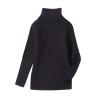 Boys Girls Solid Pullover Sweater Warm Soft Knit Long Sleeve Sweater Kids Turtleneck Crochet Stripe (Black, 4-5 Years) view 1