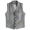 AeoTeokey Men's Tweed Suit Vest Western Herringbone Wool Casual Waistcoat for Groomsman (Silver,Medium) view 1