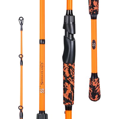 Sougayilang Fishing Rods, IM7 Graphite Blank Casting & Spinning Rods,2 Pieces Rods with S Style Hook Keeper and EVA Handle for Bass, Trout, Walleye, Catfish Etc (7'00"-MH-Spin-O)