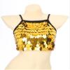 YiZYiF Women's Belly Dance Costume Sequin Bra Tassel Top Party Club Wear Bra Dancewear Camisole Gold One Size view 3