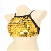 YiZYiF Women's Belly Dance Costume Sequin Bra Tassel Top Party Club Wear Bra Dancewear Camisole Gold One Size view 4