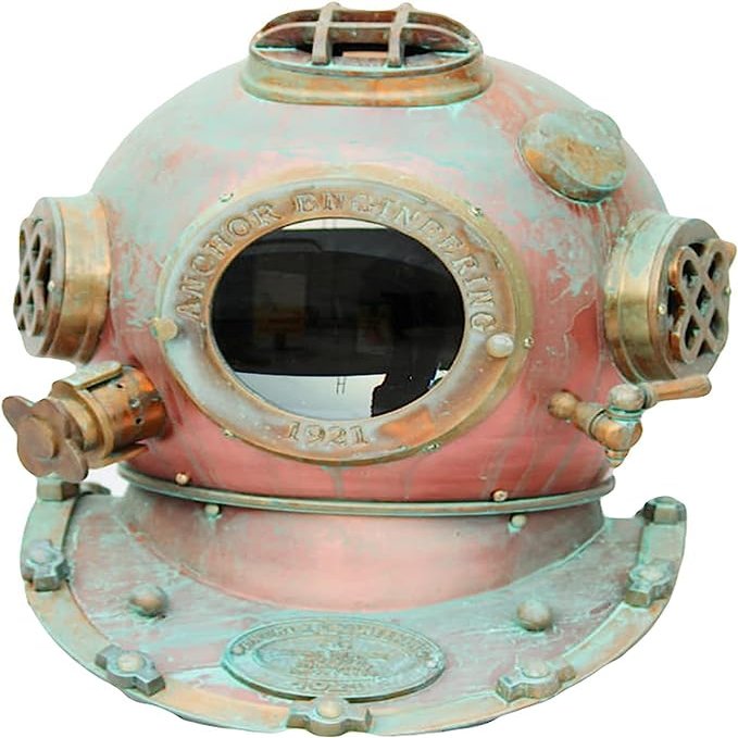 Antique Diving Helmet 18" Rustic Marine Scuba Divers Deep Sea Diving Helmet