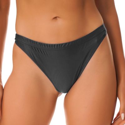 Rswnyirn Women's Oil Glossy Brazilian Ice Silk Thong Panties HIPS Tangas Bikini Briefs Underwear Black X-Large