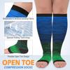 CTHH 3 Pack Open Toe Compression Socks for Women & Men, Toeless Knee High Stockings for Circulation Support,Red Blue Gray Large-X-Large view 2