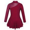 iiniim Girls' Roller Ice Figure Skating Dress Mock Turtleneck Sparkly Leotard Ballet Dance wear Outfit Costumes Burgundy 8 view 1