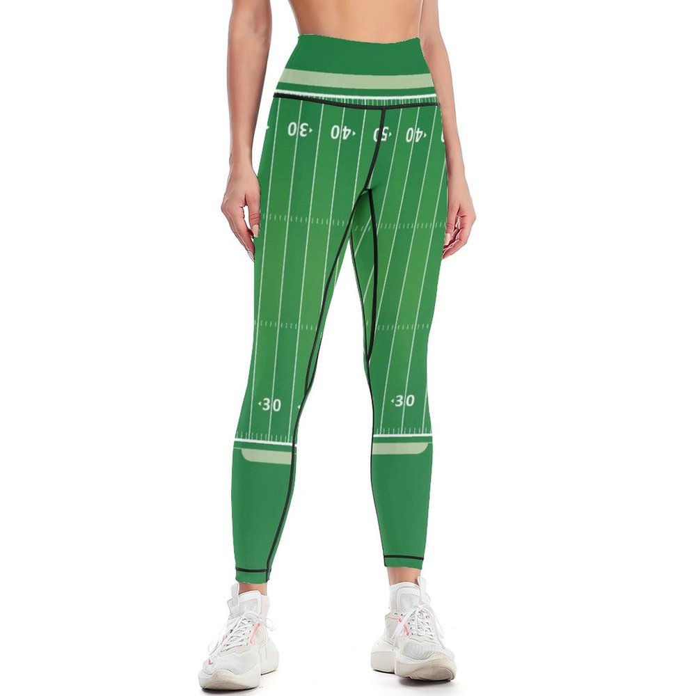 American Football Field Women's Yoga Pants High Waist Tummy Control Workout Leggings Biker Pants M