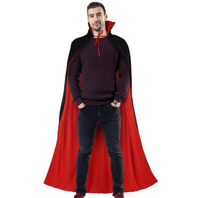 Milisten Halloween Vampire Cloak Cape, Halloween Vampire Costume, Stand Collar Reversible Masquerade Cloak, Adult Unisex Hooded Cape, Red Black for Costume Party