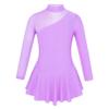 iiniim Girls' Roller Ice Figure Skating Dress Mock Turtleneck Sparkly Leotard Ballet Dance wear Outfit Costumes Lavender 12 view 1