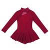 iiniim Girls' Roller Ice Figure Skating Dress Mock Turtleneck Sparkly Leotard Ballet Dance wear Outfit Costumes Burgundy 6 view 3