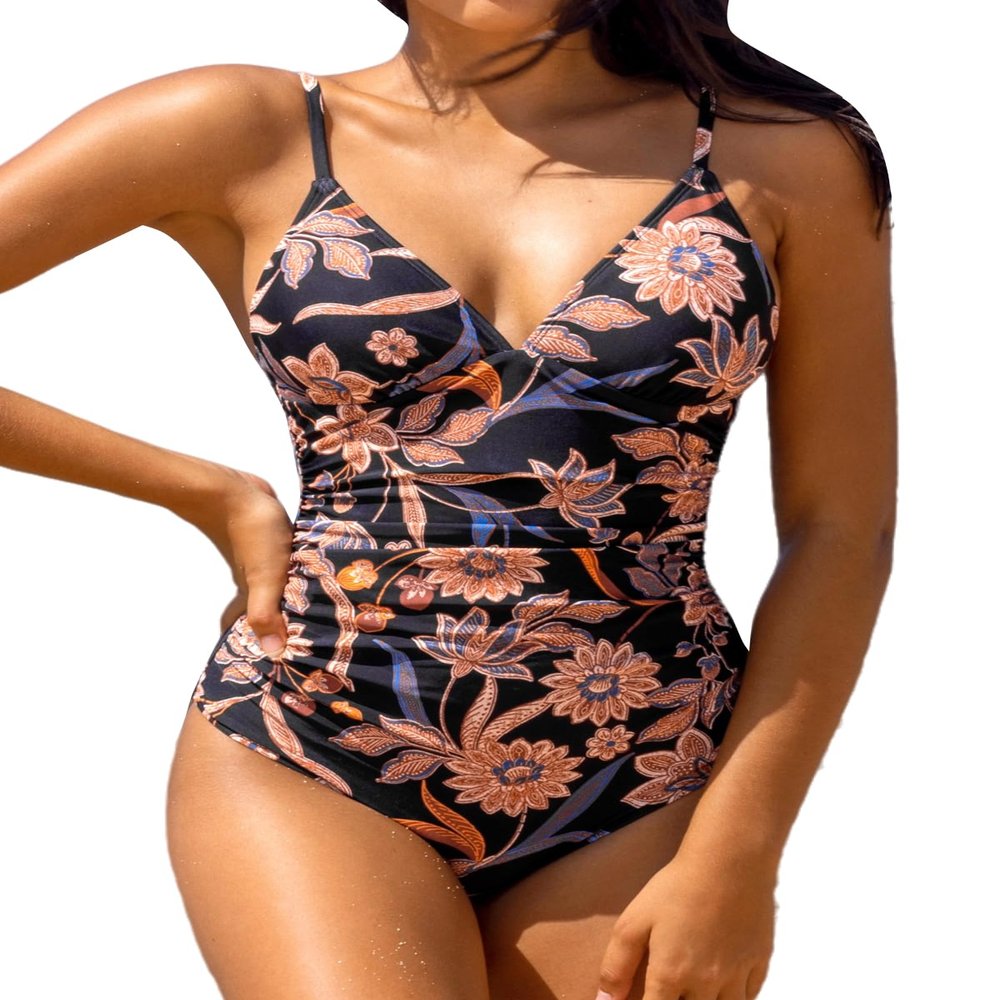 CUPSHE Women's One Piece Swimsuit Tummy Control V Neck Bathing Suits S