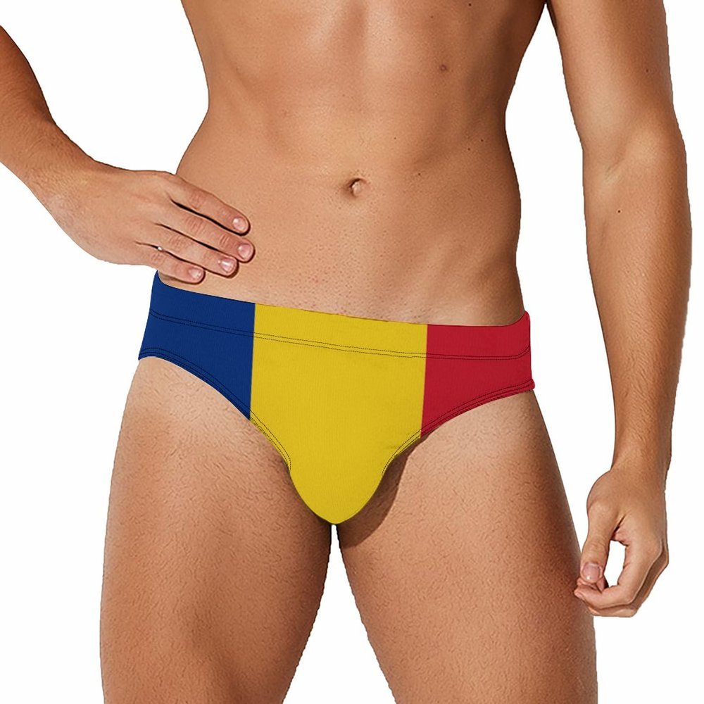 MIKMAX Flag of Romania Men's Swimwear Boxer Soft Triangle Thong Swimsuit Briefs Swim Trunk Sports Underwear