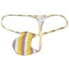 Jaxu Sexy Men's String T-back Bikini Underwear Enhancing Male Tiny Slip Bulge Beach Thong Contour Pouch Tanags 2-Pack(Leopard,Orange Stripe) L view 3
