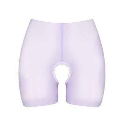 Rswnyirn Womens Ultra Thin See-Through Mesh Sheer Boxer Briefs High Waisted Underwear Boyshorts Purple One Size