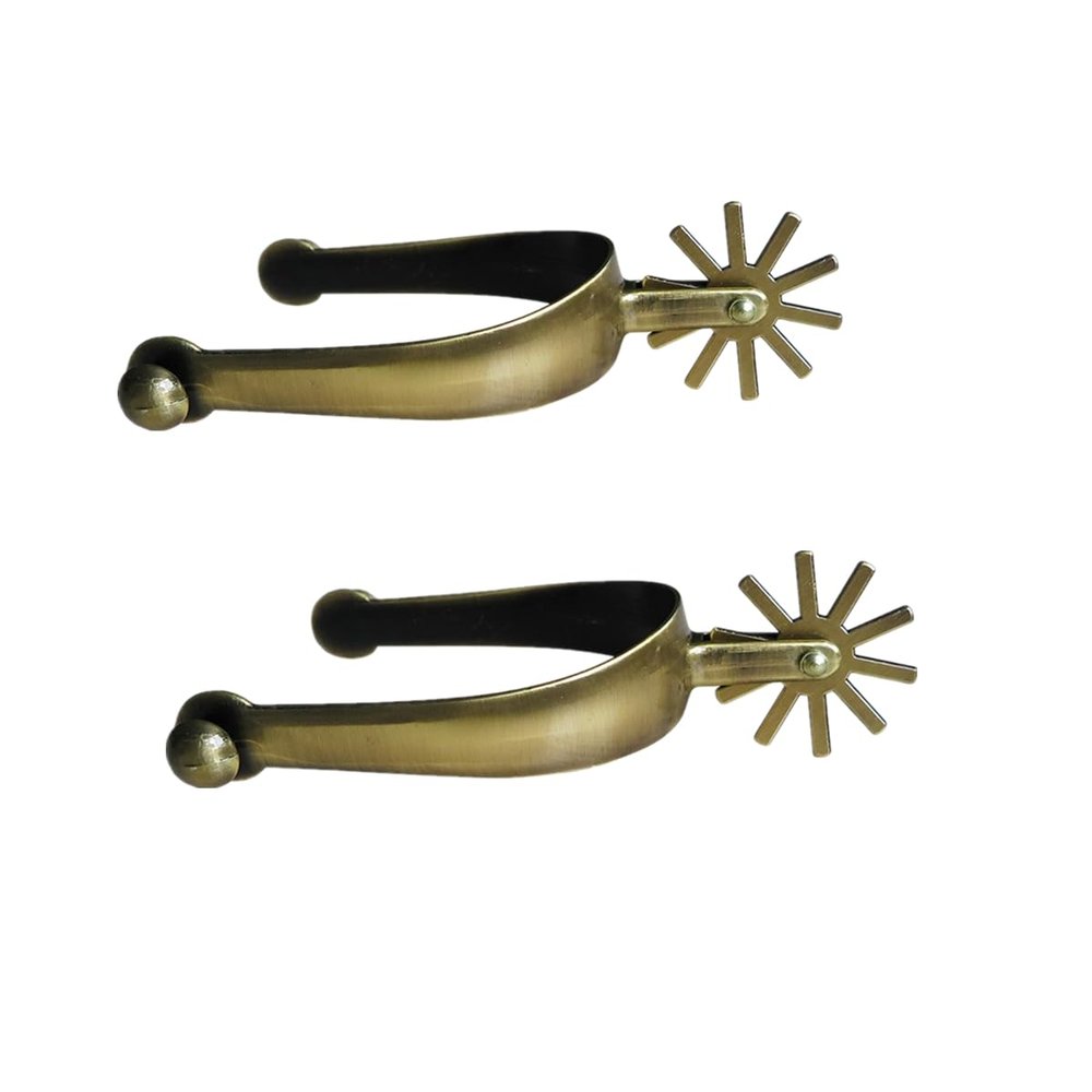 UNISTRENGH Solid Western Cowboy Spurs Bronze Mens Women Vintage Zinc Alloy Horse Boot Spurs with Turnable Gear Rust Proof Equestrian Enthusiasts Performance, Pair of 2Pcs (Antique Brass)