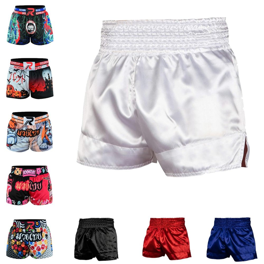 Roar Kids Muay Thai Boxing Kickboxing Shorts MMA Gym Training Fitness Trunks (as1, Alpha, s, Regular, White, Regular Fit)