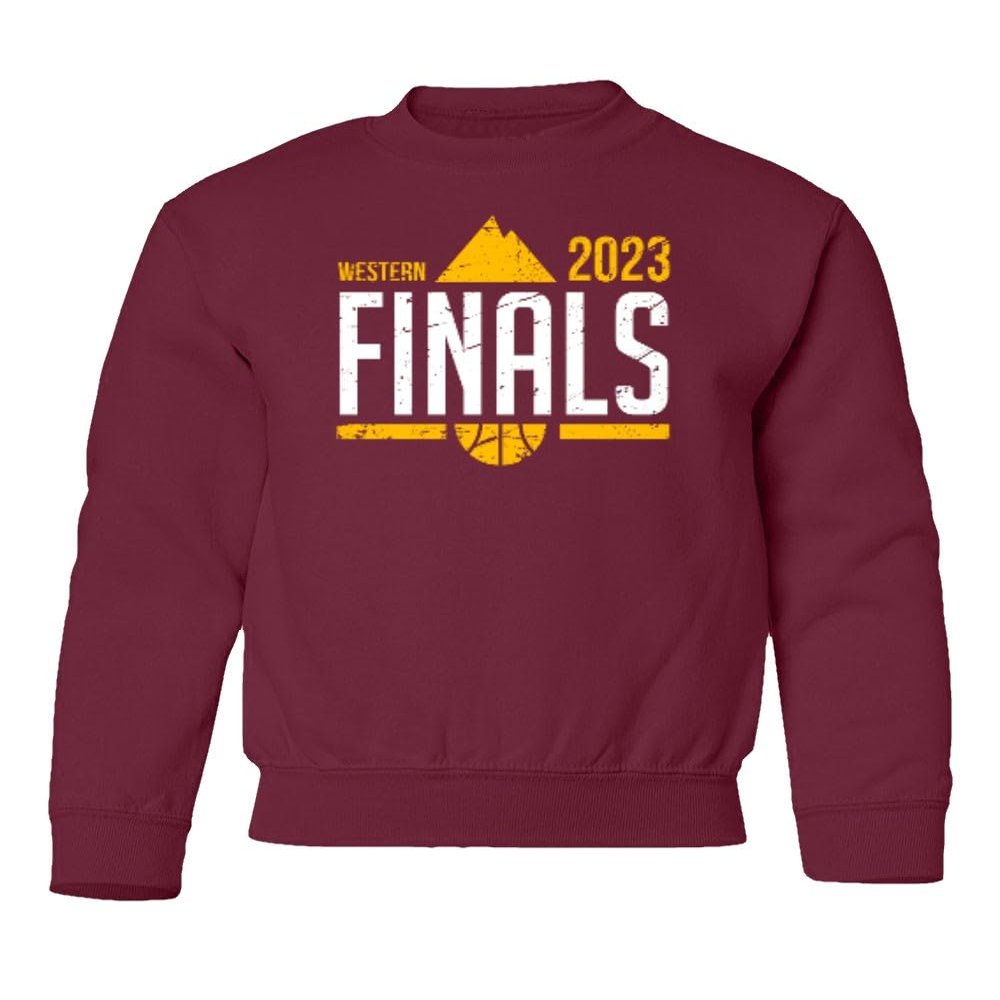 superhotapparel Western 2023 Basketball Playoff Finals Fans Gift Youth Crewneck Sweatshirt (Maroon, Youth Small)