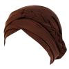 Braid Turban Hats Solid Color Head Scarf Hats Cancer Chemo Hair Loss Headwrap Cap for African Womens (Coffee-b, One Size) view 1