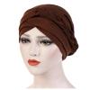 Braid Turban Hats Solid Color Head Scarf Hats Cancer Chemo Hair Loss Headwrap Cap for African Womens (Coffee-b, One Size) view 2