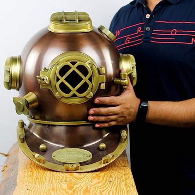 Marine Vintage Antique Diving Divers Helmet Solid Steel U.S Navy Mark V Full Size 18