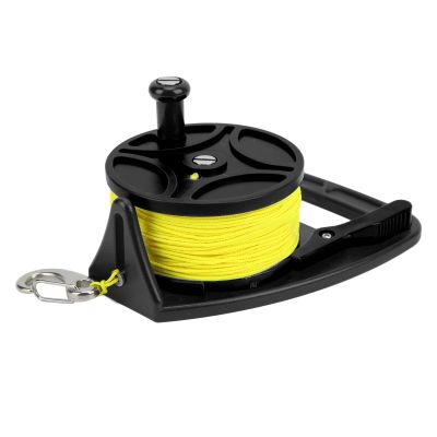 Scuba Dive Reel with Thumb Stopper  83m High Visibility Retractable Line,Compact Safety Handle Finger Spool Dive Reel | for Spearfishing, Cave Diving & Kayak Anchor (Multi-Purpose w/Clip)