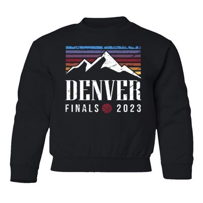 superhotapparel Denver 2023 Basketball Playoff Finals Retro Gift Youth Crewneck Sweatshirt (Black, Youth X-Large)