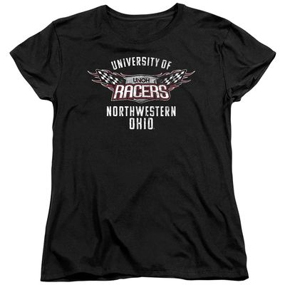 University of Northwestern Ohio Official Racers Logo Women's T Shirt, Black, X-Large