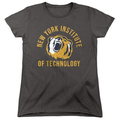 New York Institute of Technology Official Bears Logo Women's T Shirt, Charcoal, Medium