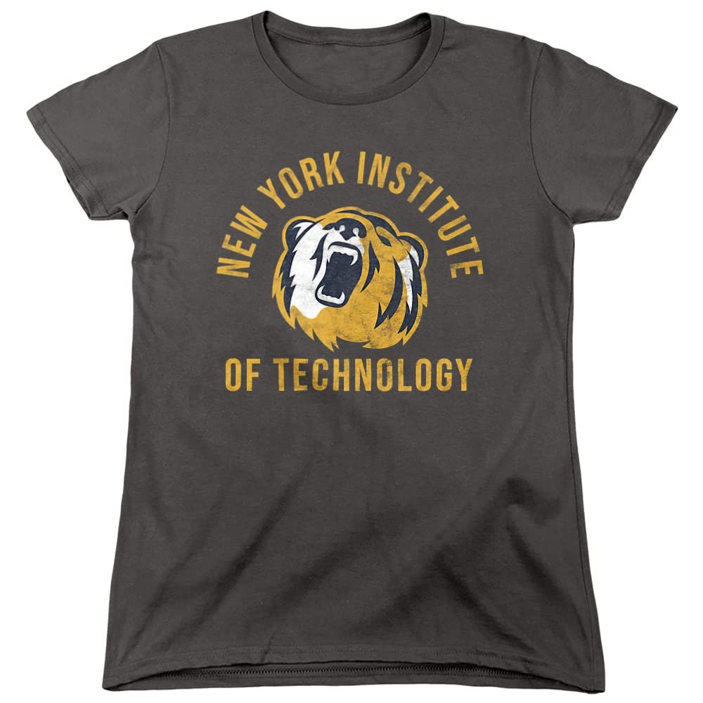 New York Institute of Technology Official Bears Logo Women's T Shirt, Charcoal, Medium