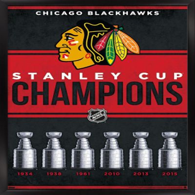 Trends International NHL Chicago Blackhawks - Champions 23 Wall Poster, 34L x 22.4W, Black Framed Version