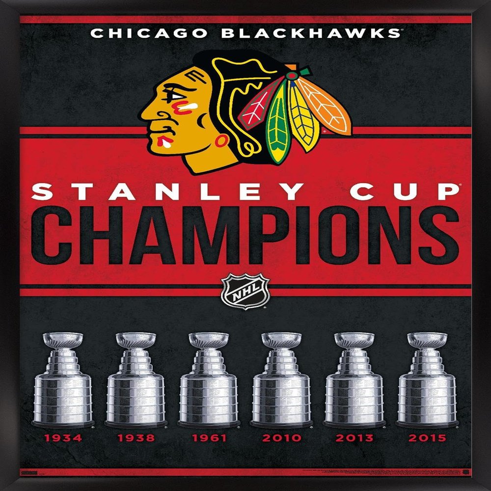 Trends International NHL Chicago Blackhawks - Champions 23 Wall Poster, 34L x 22.4W, Black Framed Version
