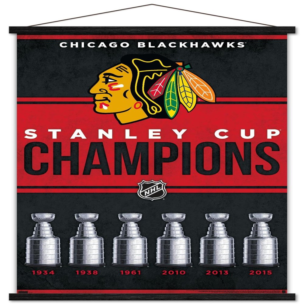 Trends International NHL Chicago Blackhawks - Champions 23 Wall Poster, 22.37" x 34.00", Premium Print and Black Hanger Bundle