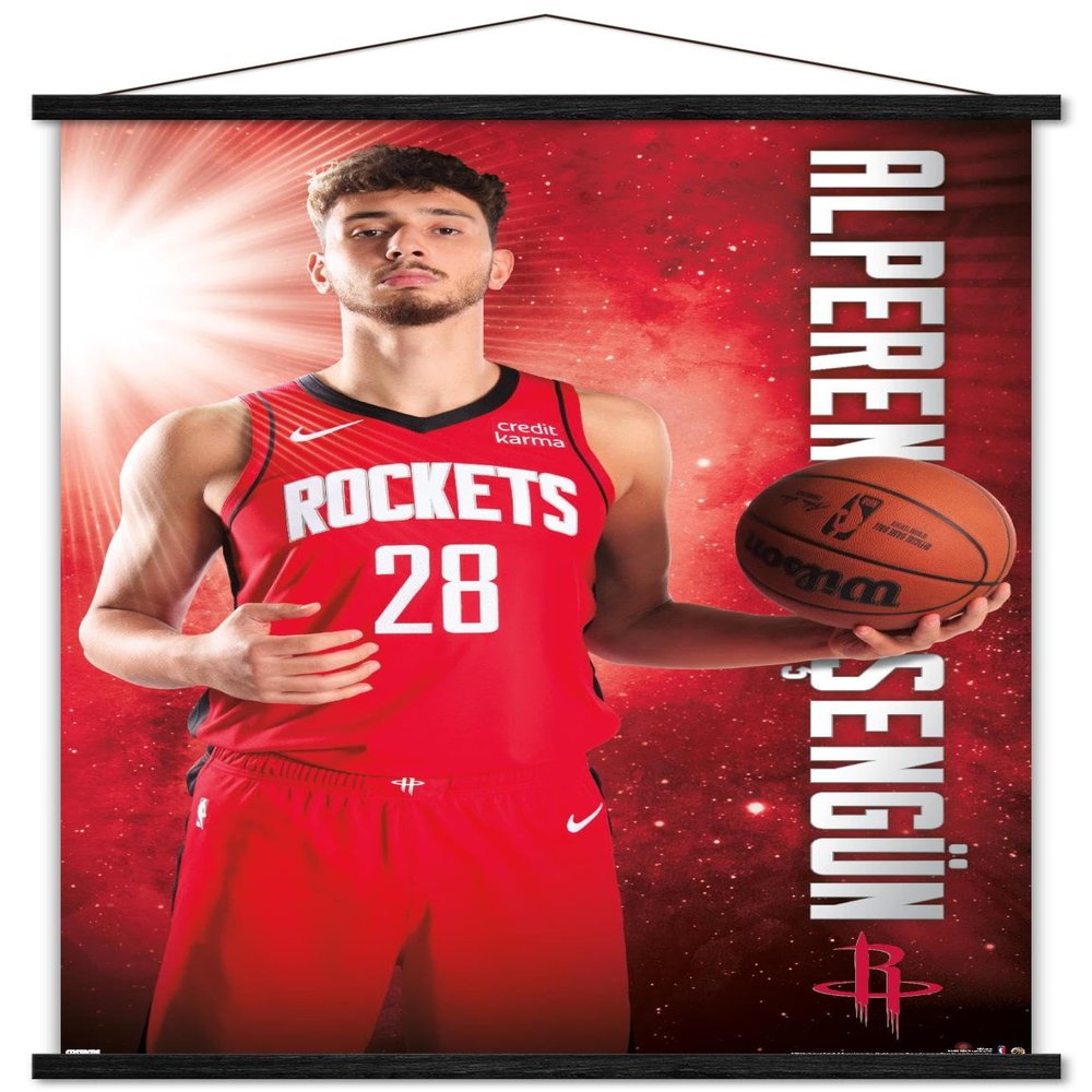 Trends International NBA Houston Rockets - Alperen Sengn 23 Wall Poster, 22.37" x 34.00", Premium Print and Black Hanger Bundle