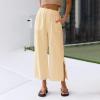 ZBYY Women's Cotton Linen Pants Summer Casual Loose High Waist Drawstring Wide Leg Palazzo Pants Trousers with Pockets Yellow view 2
